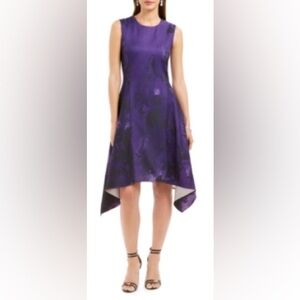 Natori Purple & Black Textured Size 8 Sleeveless Sheath Fit & Flare Party Dress